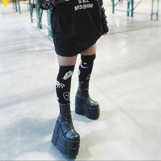 DemoniaCult Coffin Knee High Socks | DH 201