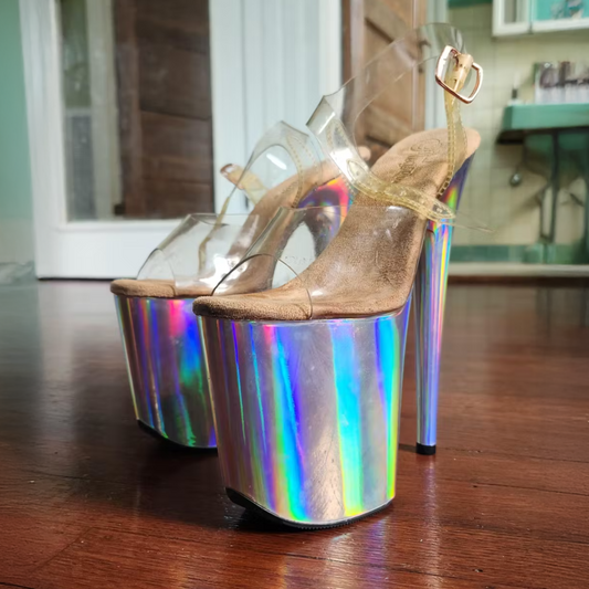 Pole Mom Design Disco Unicorn – Holographic SKINS + Pro Series Protectors | For 8" Flamingo Heels - Kinky-shoes