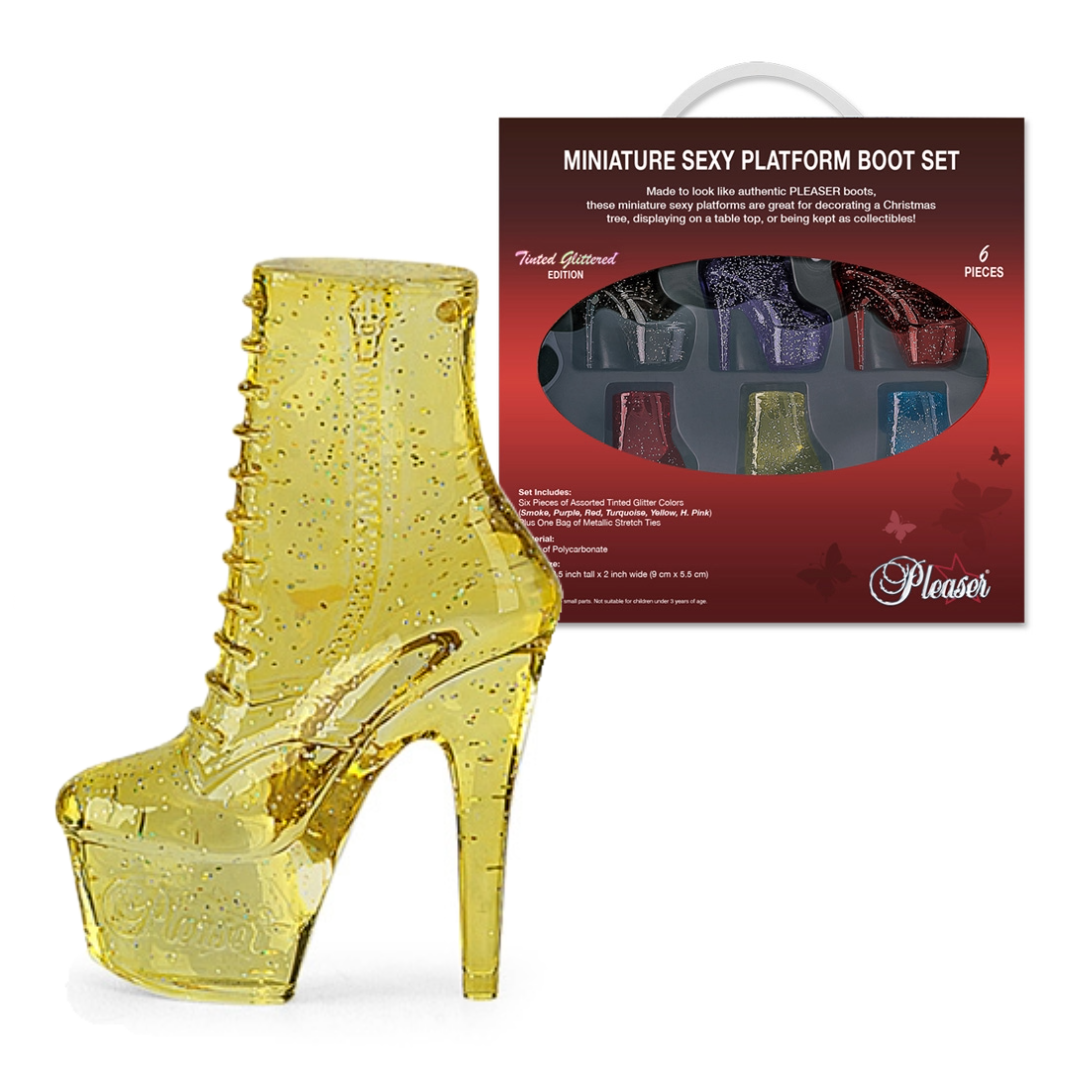 Pleaser Glitter Miniatuur Laarsjes - Kinky-shoes