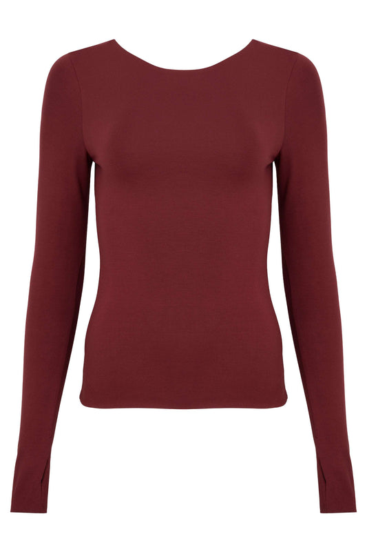 Jane Reversible Long Sleeve Top - Burgundy Wine - Kinky-shoes