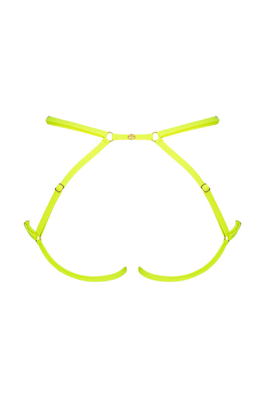 Jillian Leg Harness Garters - Electric Yellow - Kinky-shoes