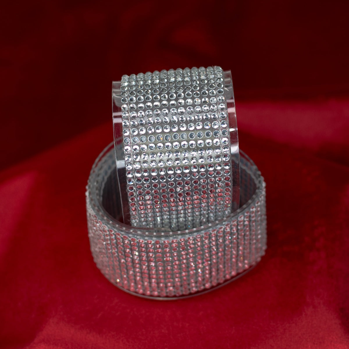 Pleaser Rhinestone Ankle Cuffs | Clear - Silver Rhinestones