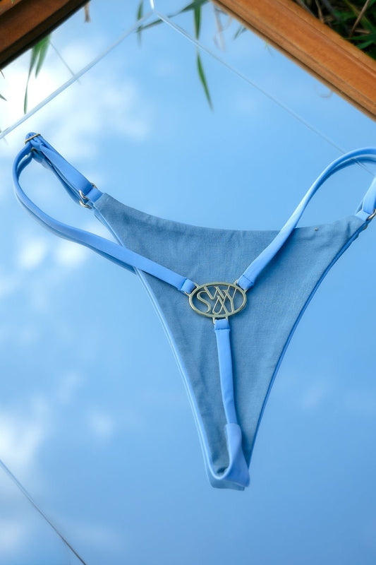 Kimberly Pole Dance Logo G-String Thong - Sky Blue - Kinky-shoes