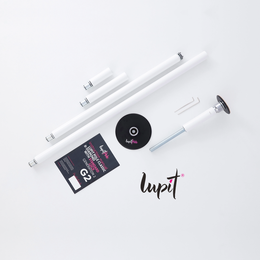 Lupit Pole Classic G2, Standard Lock, Powder Coated White, 45mm - Kinky-shoes