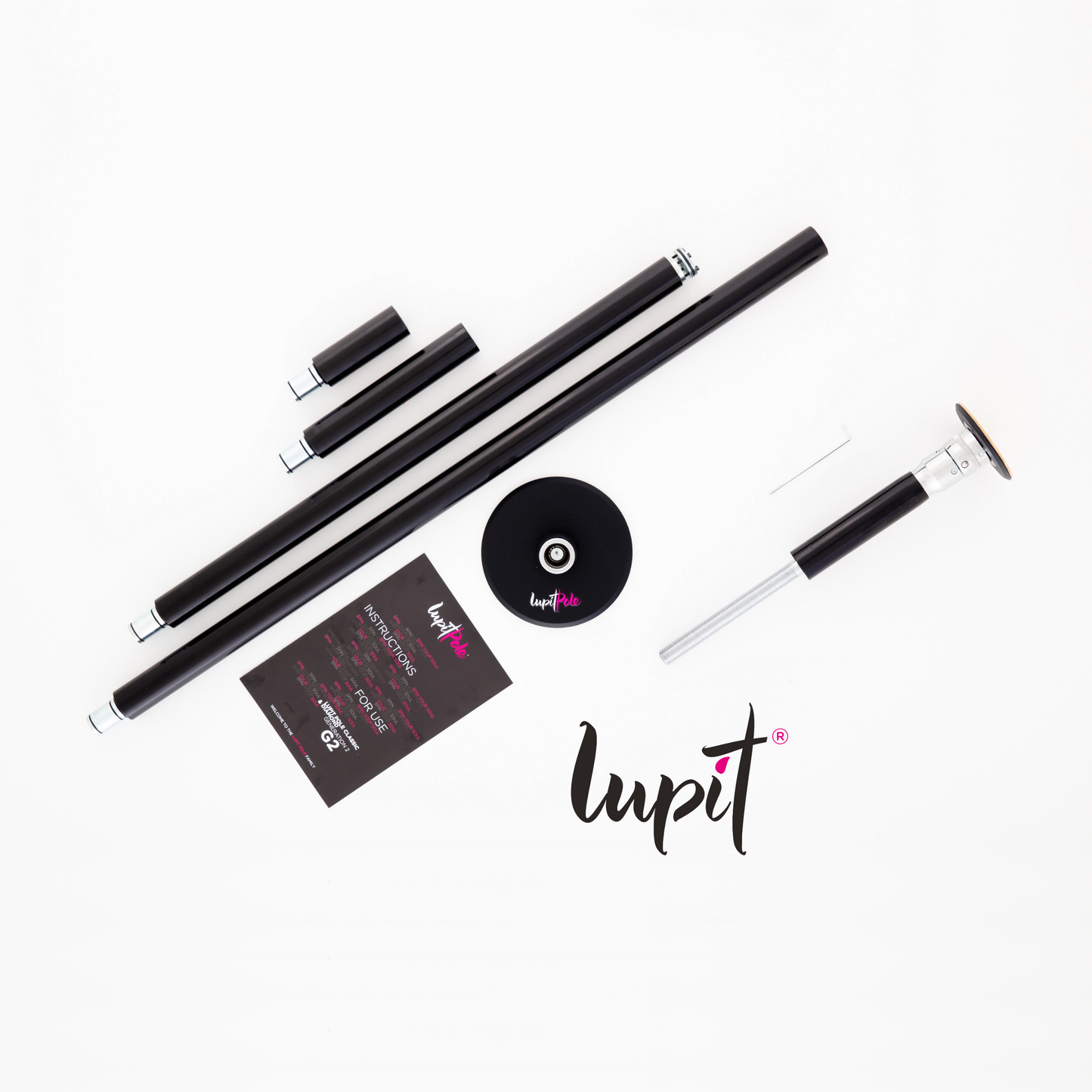 Lupit Pole Classic G2, Quick Lock™, Powder Coated Black, 45mm - Kinky-shoes