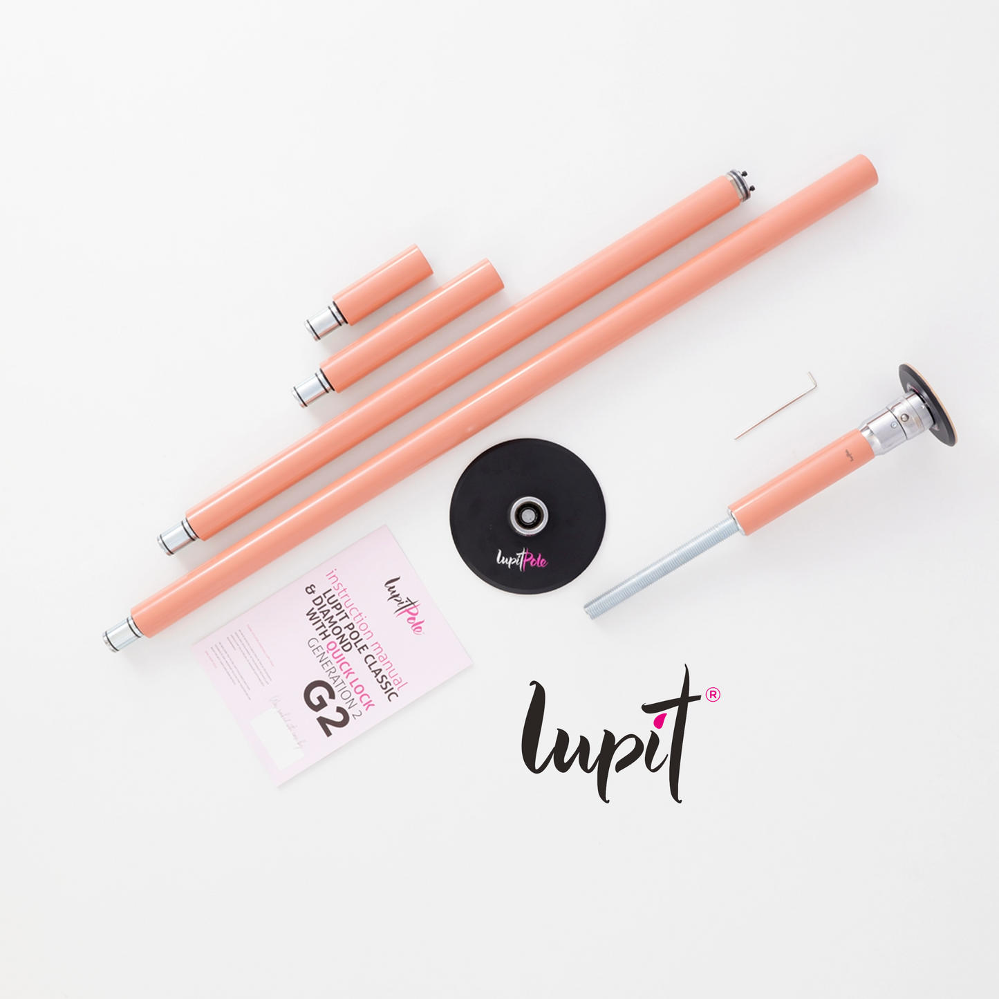 Lupit Pole Classic G2, Quick Lock™, Powder Coated Desert Flower, 45mm - Kinky-shoes