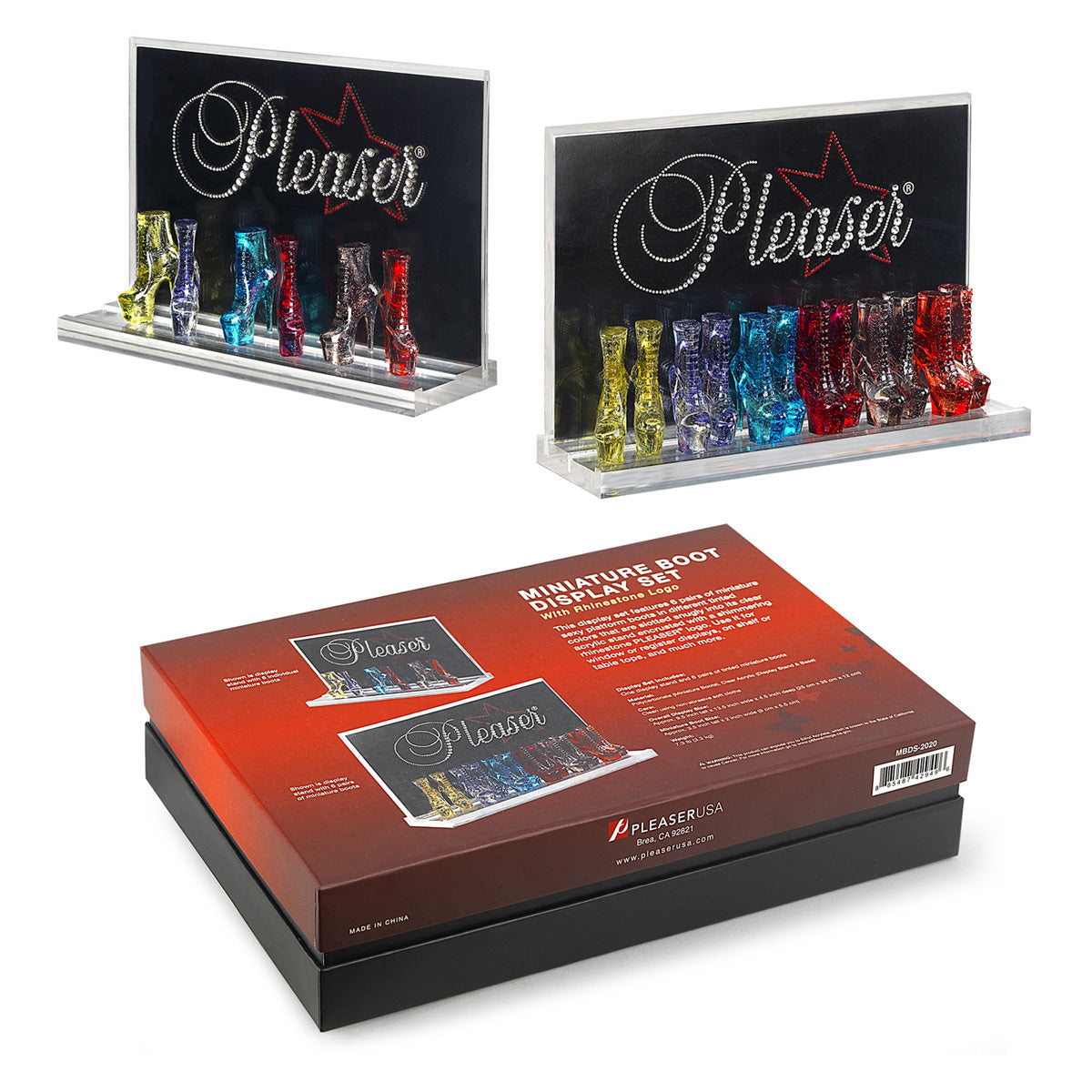 Pleaser Miniatuur Laarsjes Set Display Standaard - Kinky-shoes