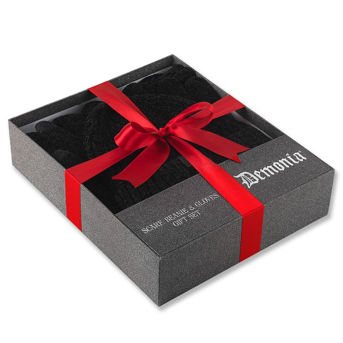 DemoniaCult Black Scarf, Beanie & Gloves - Gift Set