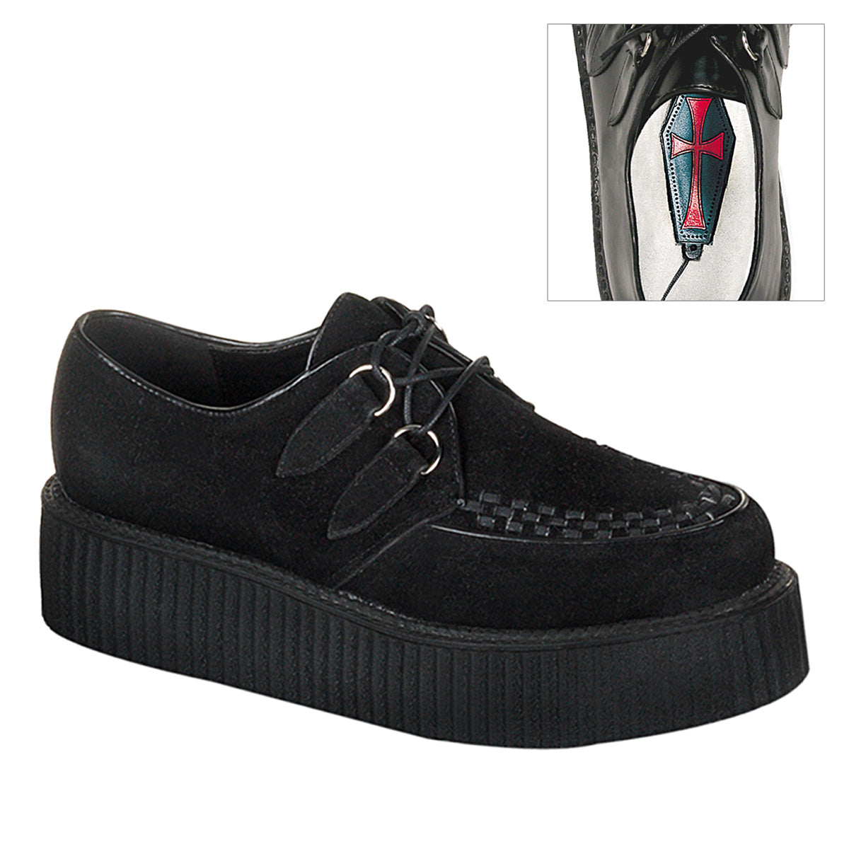 DemoniaCult Creeper 402S Black Suede Kinky shoes