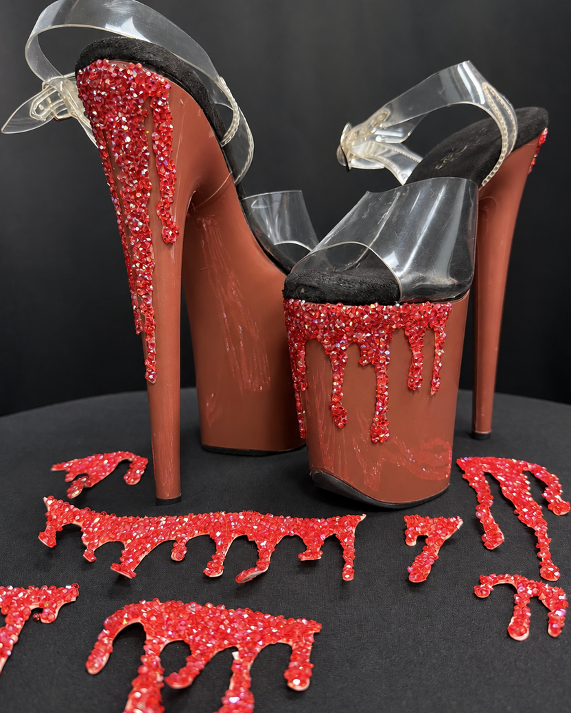 Pole Mom Design Rhinestone Blood Drip Add-Ons - Red | For 8" Flamingo