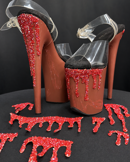 Pole Mom Design Rhinestone Blood Drip Add-Ons - Red | For 8" Flamingo