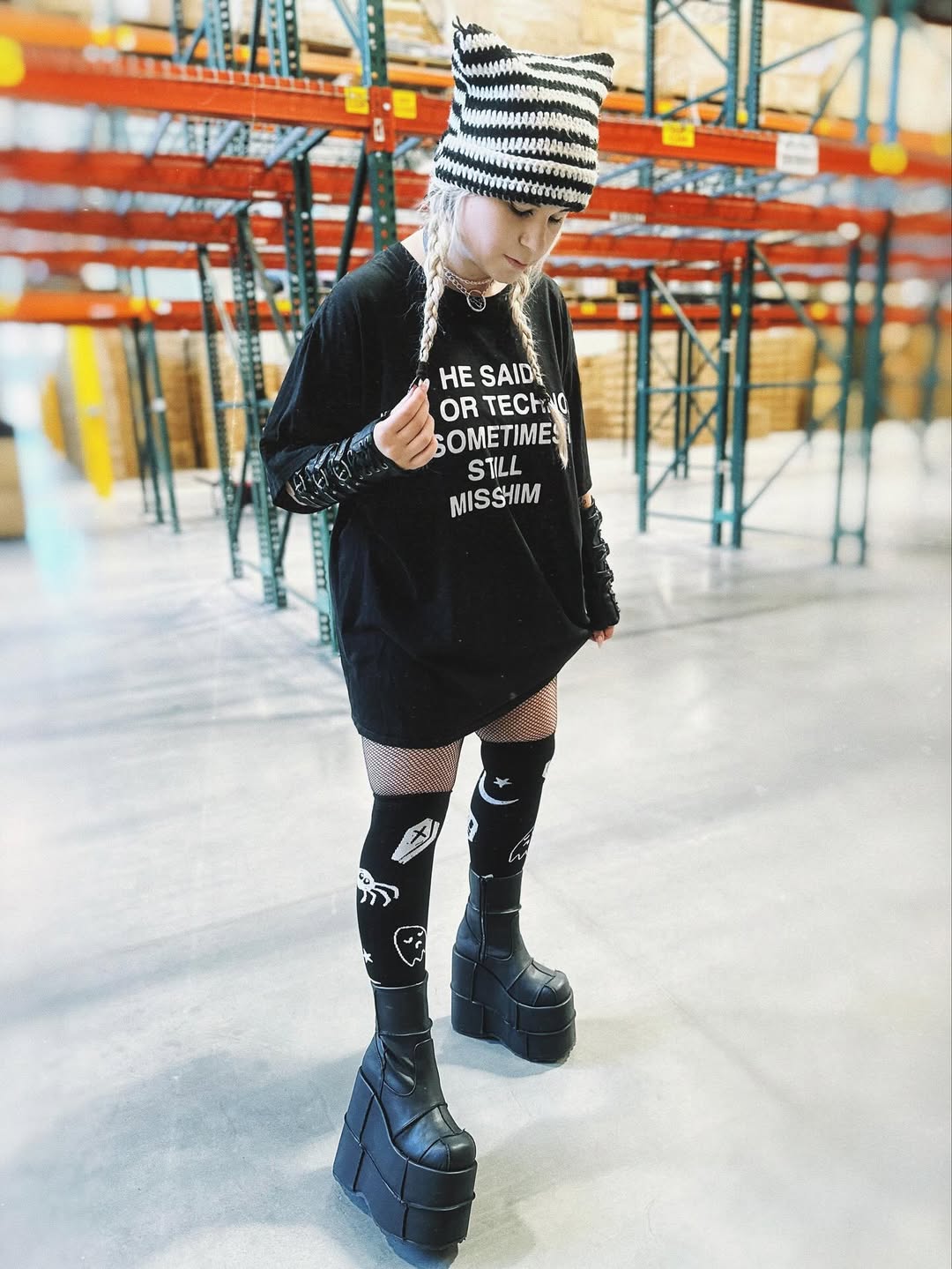 DemoniaCult Coffin Knee High Socks | DH 201