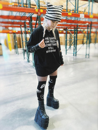 DemoniaCult Coffin Knee High Socks | DH 201