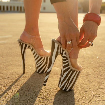 Pole Mom Design SKINS Stripe Tease (Zebra Print) + Pro Series Protectors | For 8" Flamingo Heels