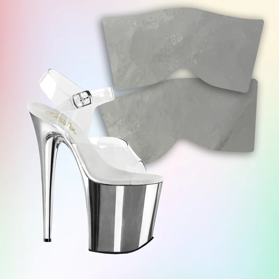 Pole Mom Design Silver Chrome Repair Wrap + Standard Series Protectors | For 8" Flamingo Heels - Kinky-shoes