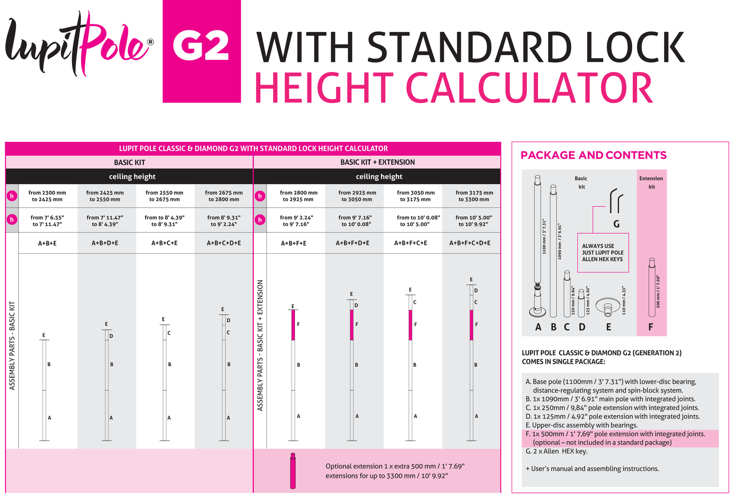 Lupit Pole Diamond G2, Standard Lock, Stainless Steel, 42mm