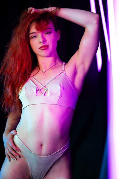 Temptress Strappy Pole Dance Top V2 - Champagne Gold