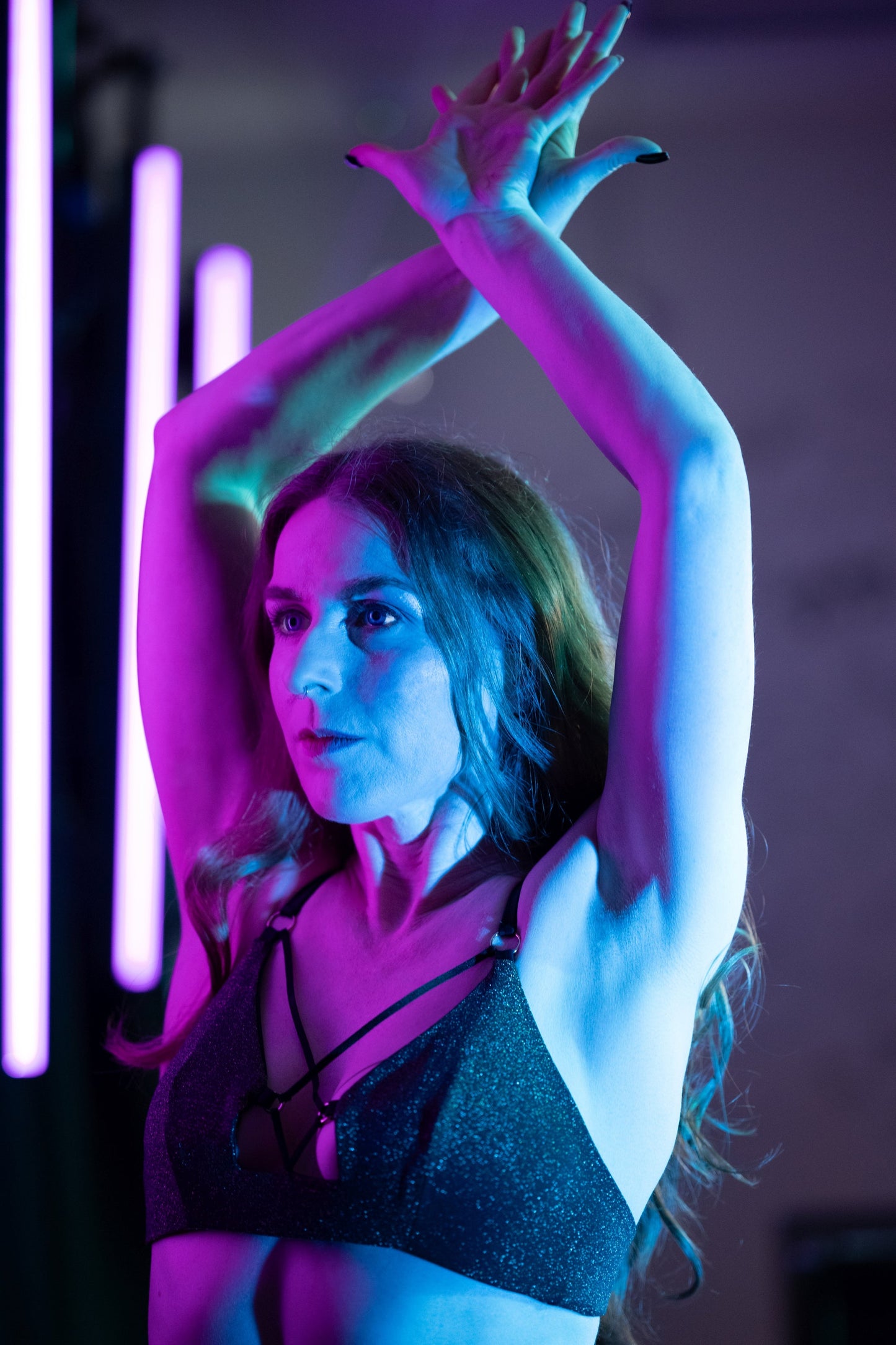 Temptress Strappy Pole Dance Top V2 - Starry Night