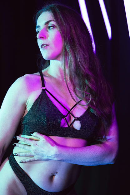 Temptress Strappy Pole Dance Top V2 - Starry Night