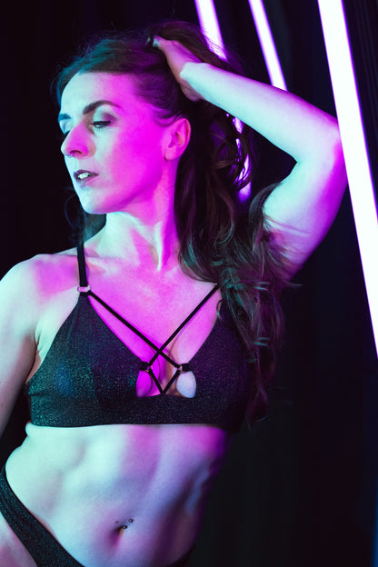 Temptress Strappy Pole Dance Top V2 - Starry Night