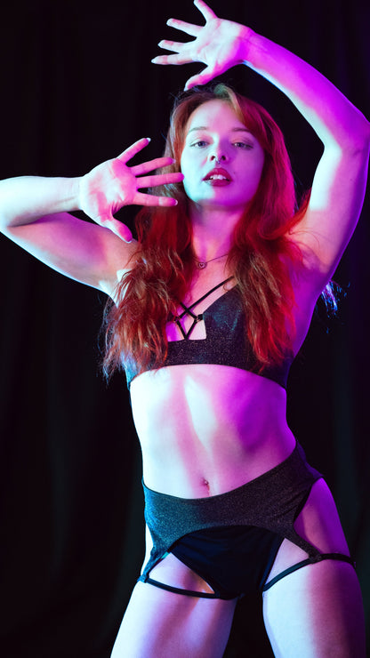 Temptress Strappy Pole Dance Top V2 - Starry Night
