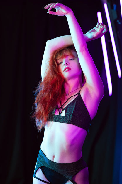 Temptress Strappy Pole Dance Top V2 - Starry Night