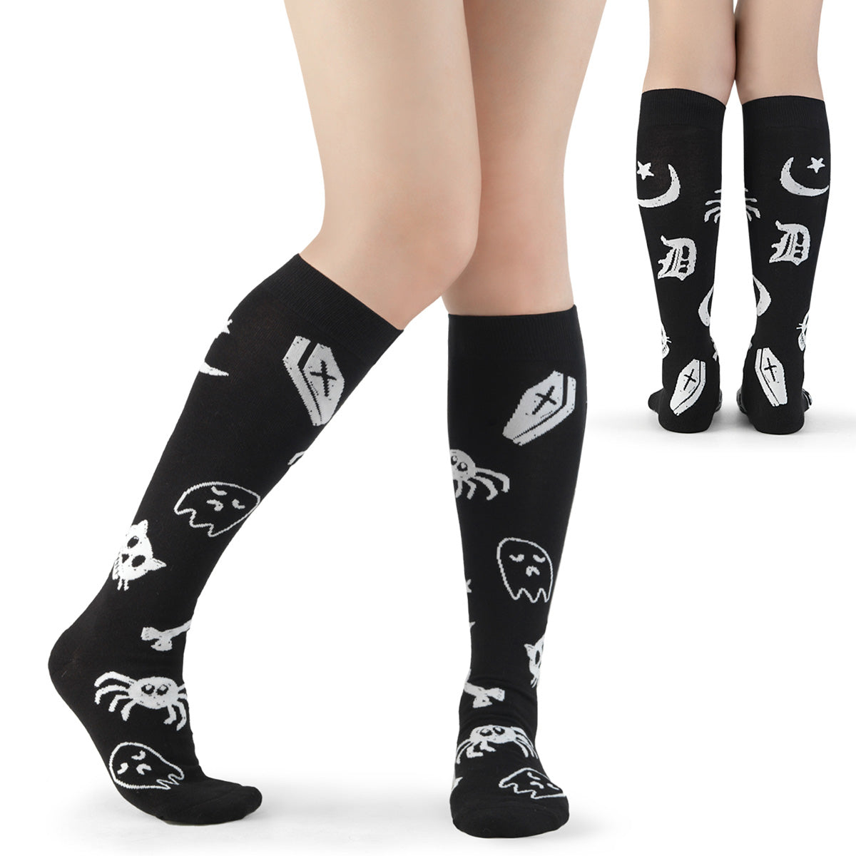 DemoniaCult Coffin Knee High Socks | DH 201