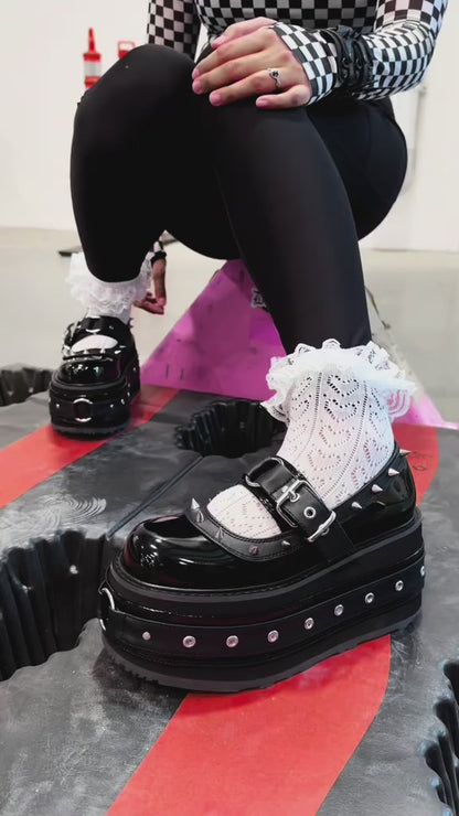 DemoniaCult Nylon Heart Ruffle Sokjes | DH 15