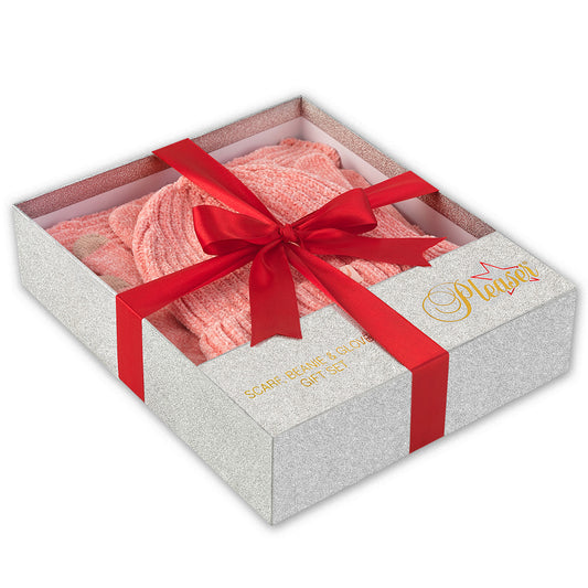 Pleaser Baby Pink Scarf, Beanie & Gloves - Gift Set