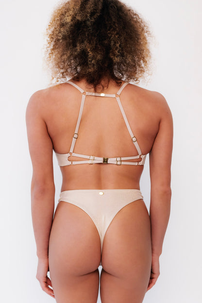 Temptress Strappy Pole Dance Top V2 - Champagne Gold
