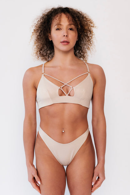 Temptress Strappy Pole Dance Top V2 - Champagne Gold