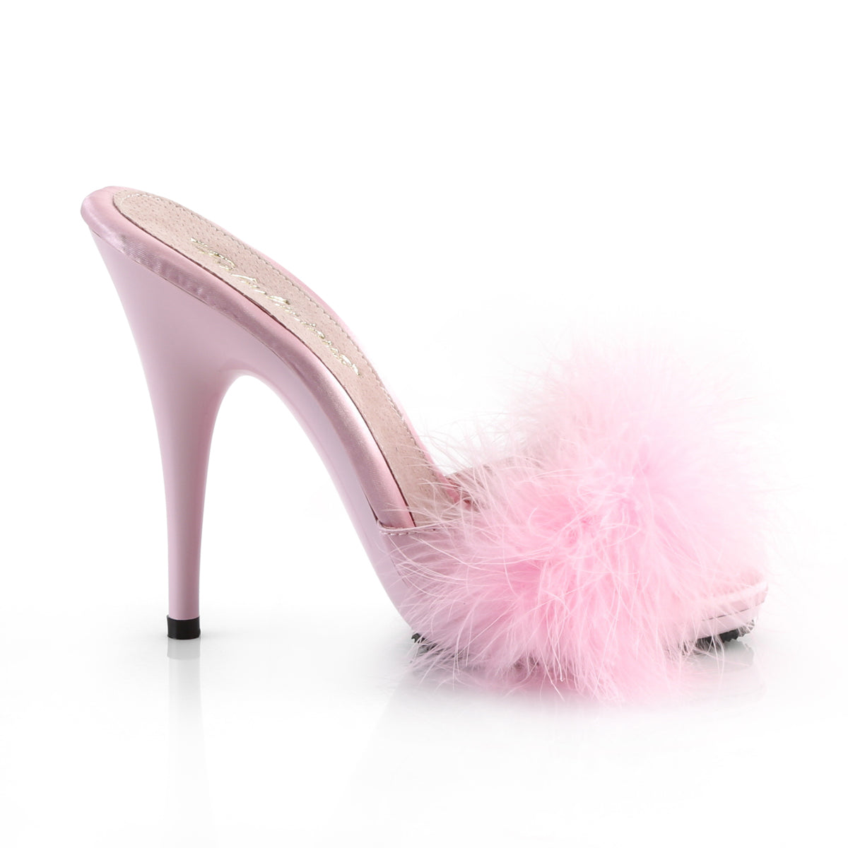 Fabulicious Poise 501F Baby Pink Satin Marabou Fur Kinky shoes