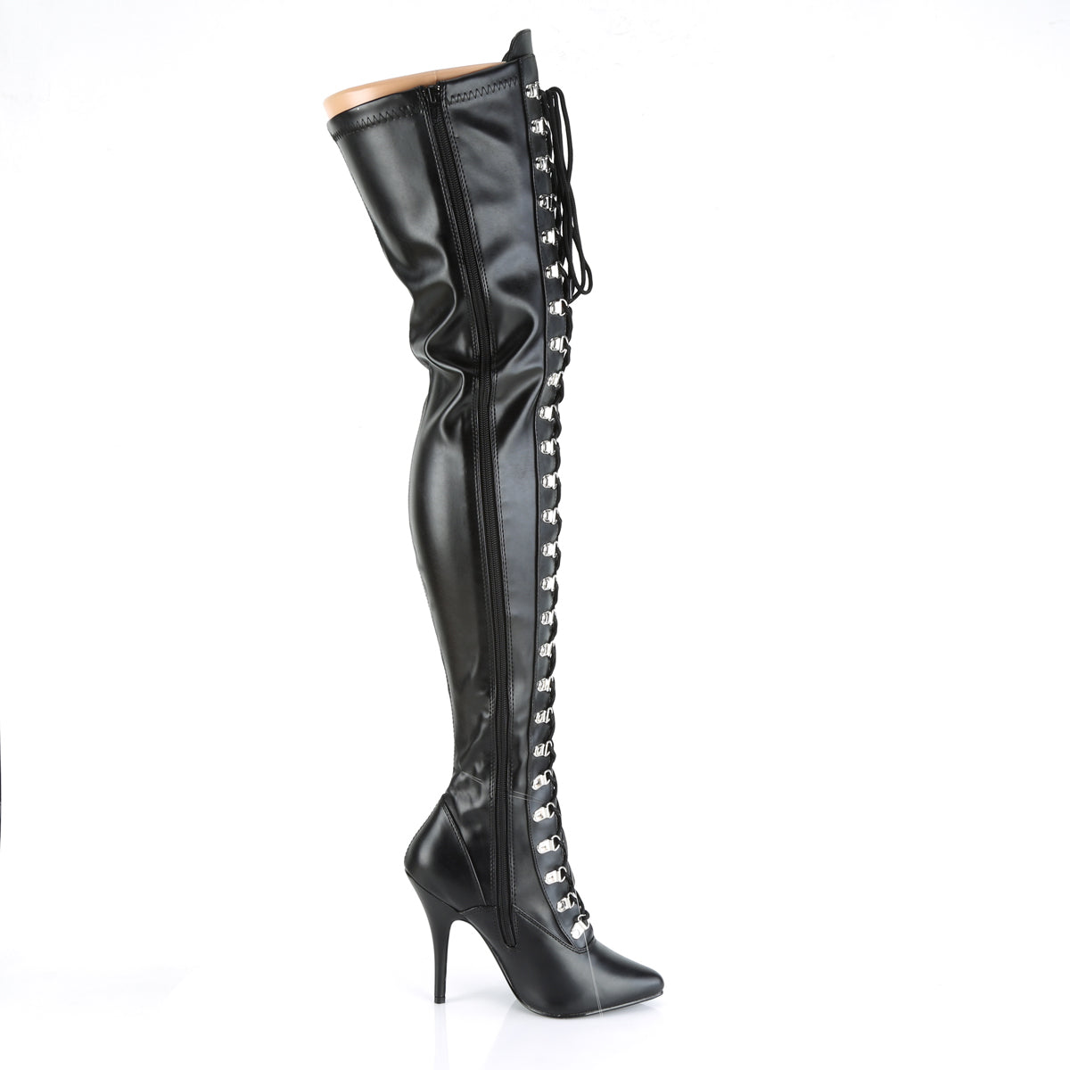 Leather lace up on sale thigh high boots